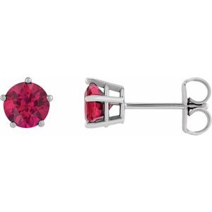 14K White Gold Natural Ruby Stud Earrings