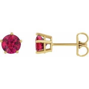 14K Yellow Gold Natural Ruby Stud Earrings