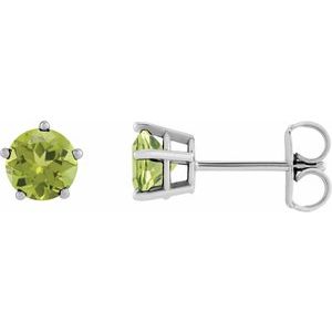 Platinum Natural Peridot Stud Earrings