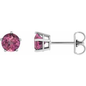 Platinum Natural Pink Tourmaline Stud Earrings