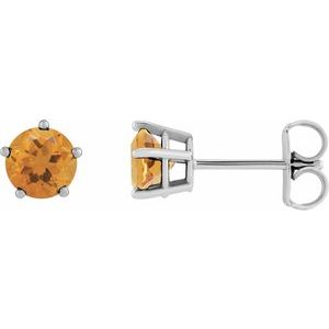 Platinum Natural Citrine Stud Earrings
