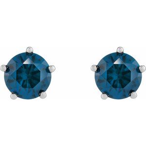 Platinum Natural London Blue Topaz Stud Earrings – image 2
