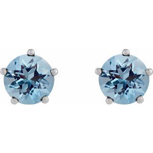 Sterling Silver Natural Aquamarine Stud Earrings – image 2