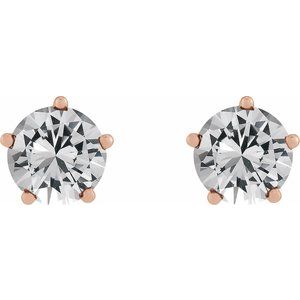 14K Rose Gold Natural White Sapphire Stud Earrings – image 2
