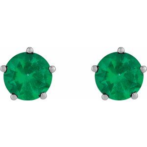 Sterling Silver Natural Emerald Stud Earrings – image 2