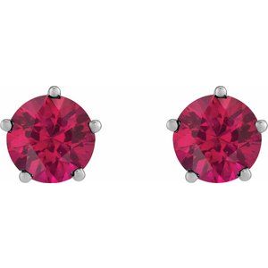 14K White Gold Lab-Grown Ruby Stud Earrings – image 2