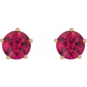 14K Rose Gold Lab-Grown Ruby Stud Earrings – image 2