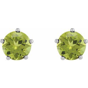 14K White Gold Natural Peridot Stud Earrings – image 2