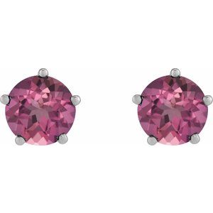 14K White Gold Natural Pink Tourmaline Stud Earrings – image 2
