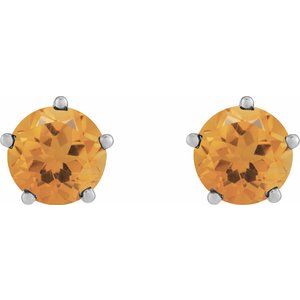 14K White Gold Natural Citrine Stud Earrings – image 2