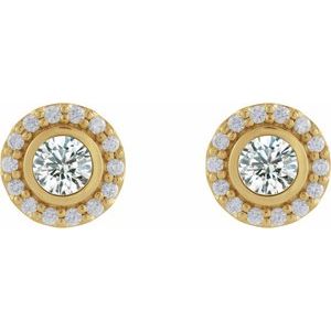 14K Yellow Gold Lab-Grown Moissanite & 1/5 CTW Natural Diamond Halo-Style Stud Earrings – image 2