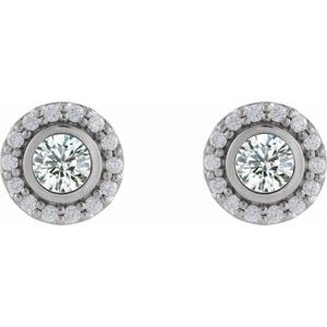 Sterling Silver Lab-Grown Moissanite & 1/5 CTW Natural Diamond Halo-Style Stud Earrings – image 2