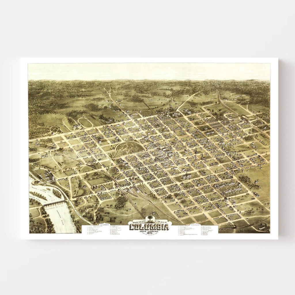 Vintage Map of Columbia, South Carolina 1872