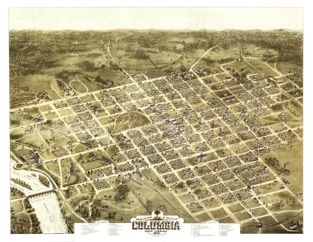 Vintage Map of Columbia, South Carolina 1872