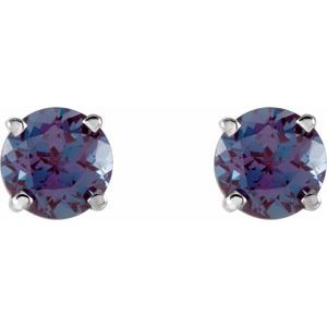 14K White Gold 5 mm Lab-Grown Alexandrite Earrings – image 2