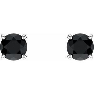 14K White Gold 5 mm Natural Black Onyx Earrings – image 2