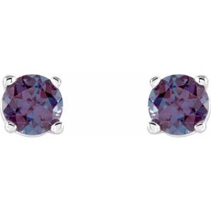 14K White Gold 4 mm Lab-Grown Alexandrite Earrings – image 2