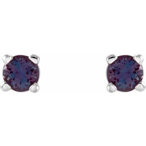 14K White Gold 2.5 mm Lab-Grown Alexandrite Earrings – image 2