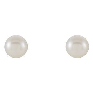 14K Yellow Gold Cultured White Freshwater Pearl Earrings – image 2