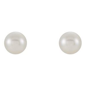 14K White Gold Cultured White Freshwater Pearl Earrings – image 2