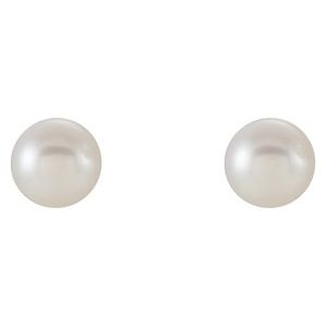 14K White Gold Cultured White Freshwater Pearl Earrings – image 2