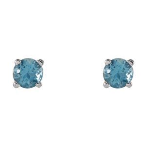 14K White Gold 4 mm Natural Swiss Blue Topaz Earrings – image 2