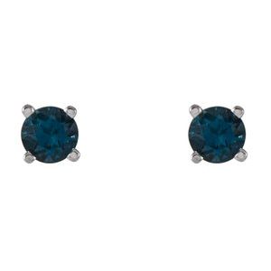 14K White Gold 4 mm Natural London Blue Topaz Earrings – image 2