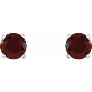 14K White Gold 4 mm Natural Mozambique Garnet Earrings – image 2