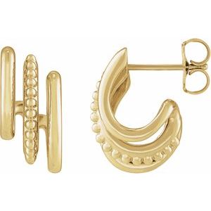 Beaded Stacked Triple Hoop Earrings