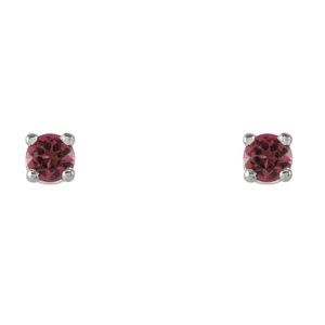 14K White Gold 2.5 mm Natural Pink Tourmaline Earrings – image 2