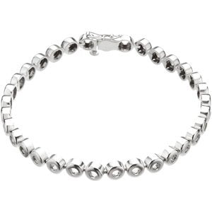 18K White Gold 2.5 mm Round Bezel-Set 7" Line Bracelet Mounting