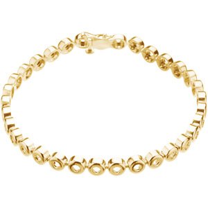 18K Yellow Gold 2.5 mm Round Bezel-Set 7" Line Bracelet Mounting