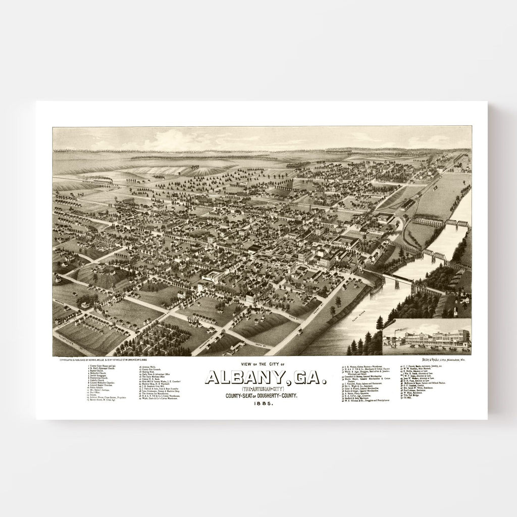 Vintage Map of Albany, Georgia 1885
