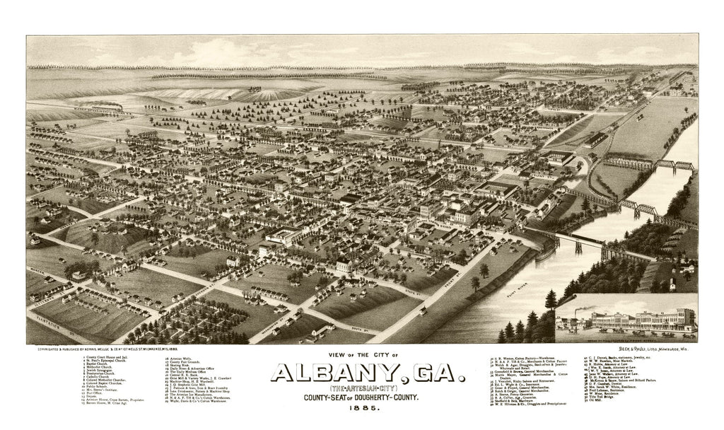 Vintage Map of Albany, Georgia 1885