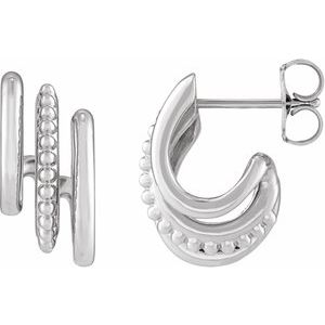 Beaded Stacked Triple Hoop Earrings