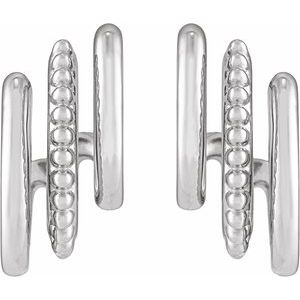 Beaded Stacked Triple Hoop Earrings