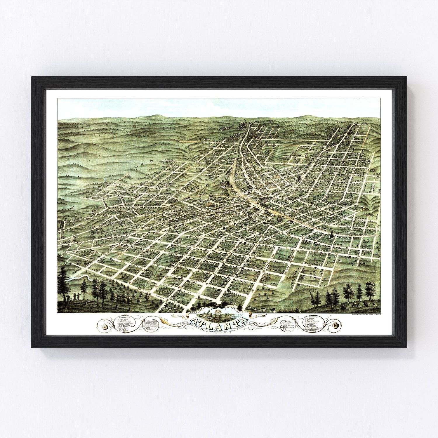 Vintage Map of Atlanta, Georgia 1871