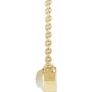 14K Yellow Gold Lab-Grown White Opal Cabochon 18" Necklace