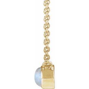 14K Yellow Gold Natural Rainbow Moonstone Cabochon 18" Necklace