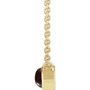 14K Yellow Gold Natural Black Onyx Cabochon 18" Necklace