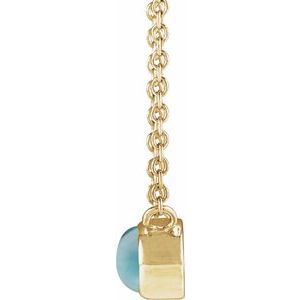 14K Yellow Gold Natural London Blue Topaz Cabochon 18" Necklace