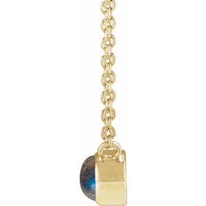 14K Yellow Gold Natural Labradorite Cabochon 18" Necklace