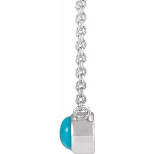 Sterling Silver Natural Turquoise Cabochon 18" Necklace