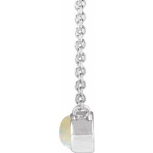 14K White Gold Natural White Opal Cabochon 18" Necklace