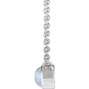 Sterling Silver Natural Rainbow Moonstone Cabochon 18" Necklace
