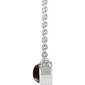 Platinum Natural Black Onyx Cabochon 18" Necklace