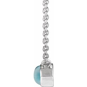 Sterling Silver Natural London Blue Topaz Cabochon 18" Necklace