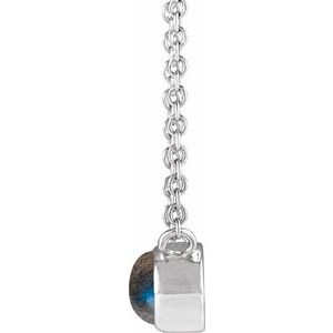 Sterling Silver Natural Labradorite Cabochon 18" Necklace