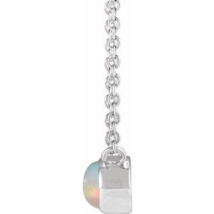 14K White Gold Natural Ethiopian Opal Cabochon 18" Necklace