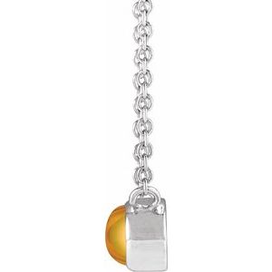 Platinum Natural Citrine Cabochon 18" Necklace